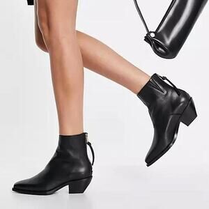 $399 - ALLSAINTS Lenora Leather Mod Bootie in Black Size 39 US 9